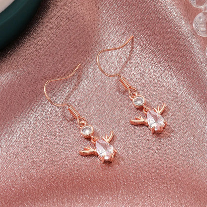 Deer Stud Earrings Cute Antler Charm CZ Crystal Gift For Girls Women 🎀🦌✨