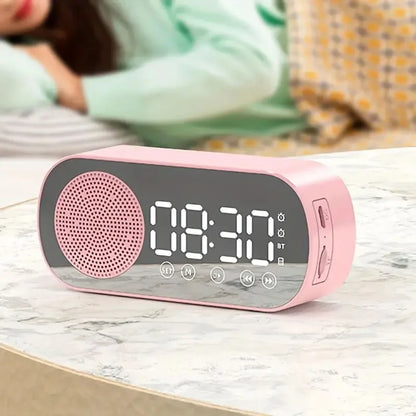 Cute LED Mirror Alarm Clock & Bluetooth Speaker 🎶✨ | Multifunctional Kawaii Music Player with FM Radio & Subwoofer 💖