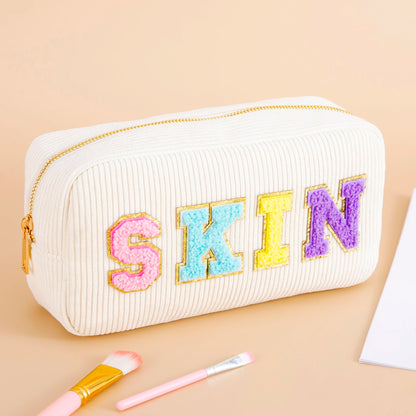 Kawaii Purple Chenille Letter Cosmetic Pouch ✨🎀 Cute Makeup Organizer for Teens & Women 🌸 Travel Essential