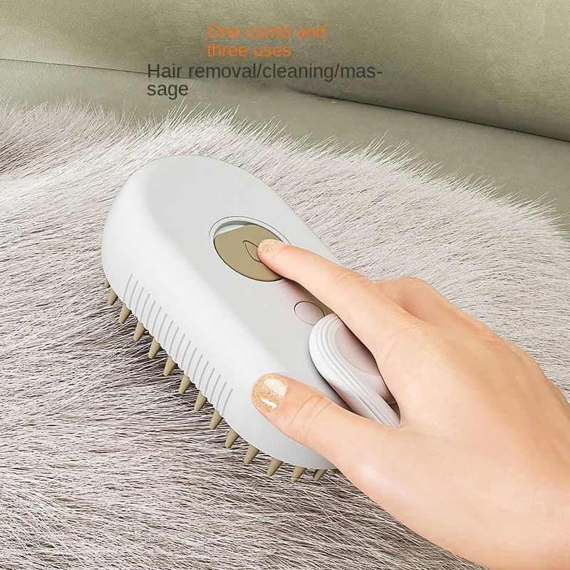 Cuddle & Care ✨✨ Steamy Fur Brush 🐾💖 - 3-in-1 Grooming & Massage Tool for Furry Friends!
