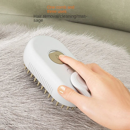 Cuddle & Care ✨✨ Steamy Fur Brush 🐾💖 - 3-in-1 Grooming & Massage Tool for Furry Friends!