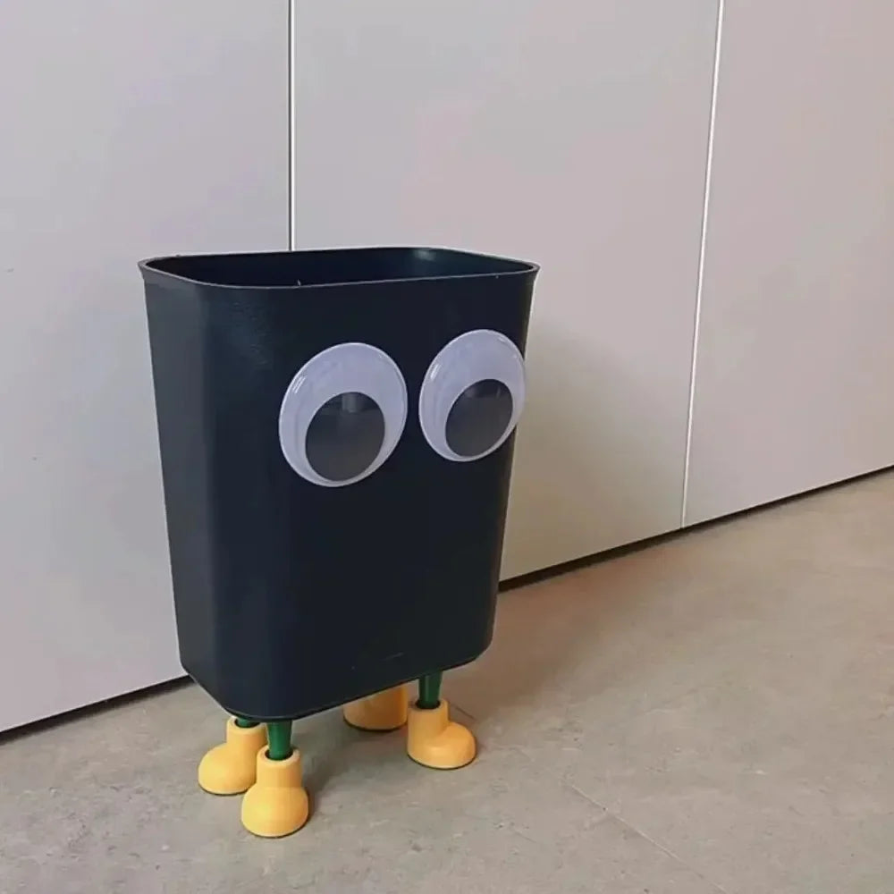 Kawaii Big Eyes Trash Can 🗑️👀 - Adorable Standing Garbage Bin for Home & Office 🏠✨