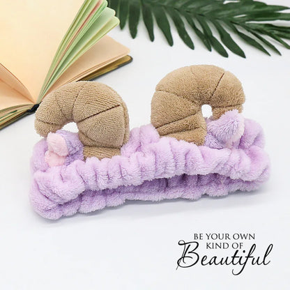 Women Wash Face Makeup Soft Coral Fleece Elastic Headband Head Wrap Cute Rabbit Bow Animal Ears Hairband Girl Hair Accessories