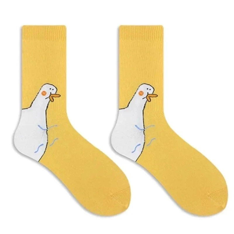 Funny Goose Head Socks Cute Animal Print Cotton Casual Socks Unisex 🦢🧦