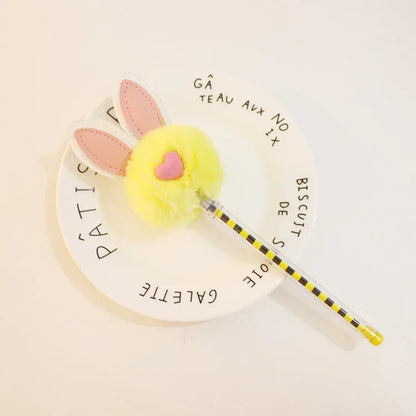 Kawaii Bunny Plush Gel Pen 🐰✨ | Adorable Fluffy Rabbit Stationery for School & Office 🌸💖