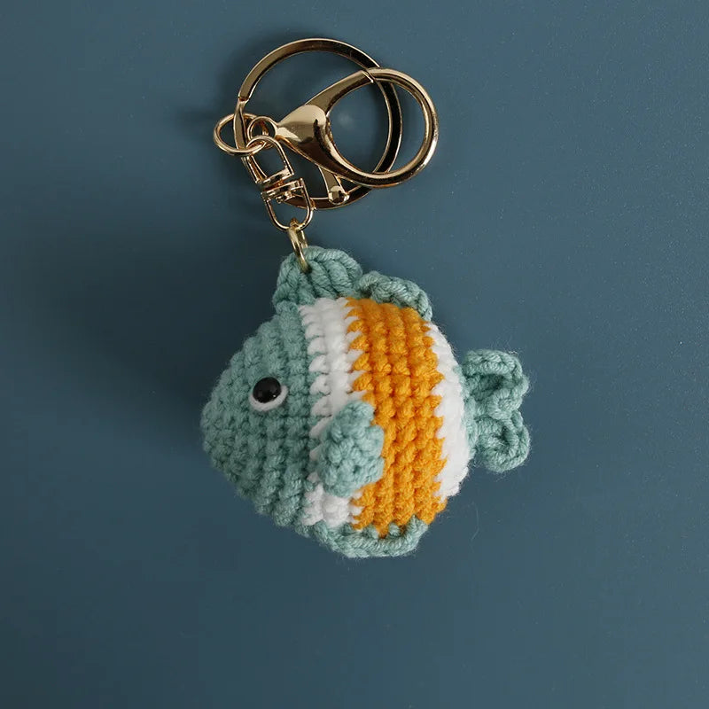 Cute Clown Fish Crochet Keychains For Bags, Handmade Goldfish Charm 🧶🐠