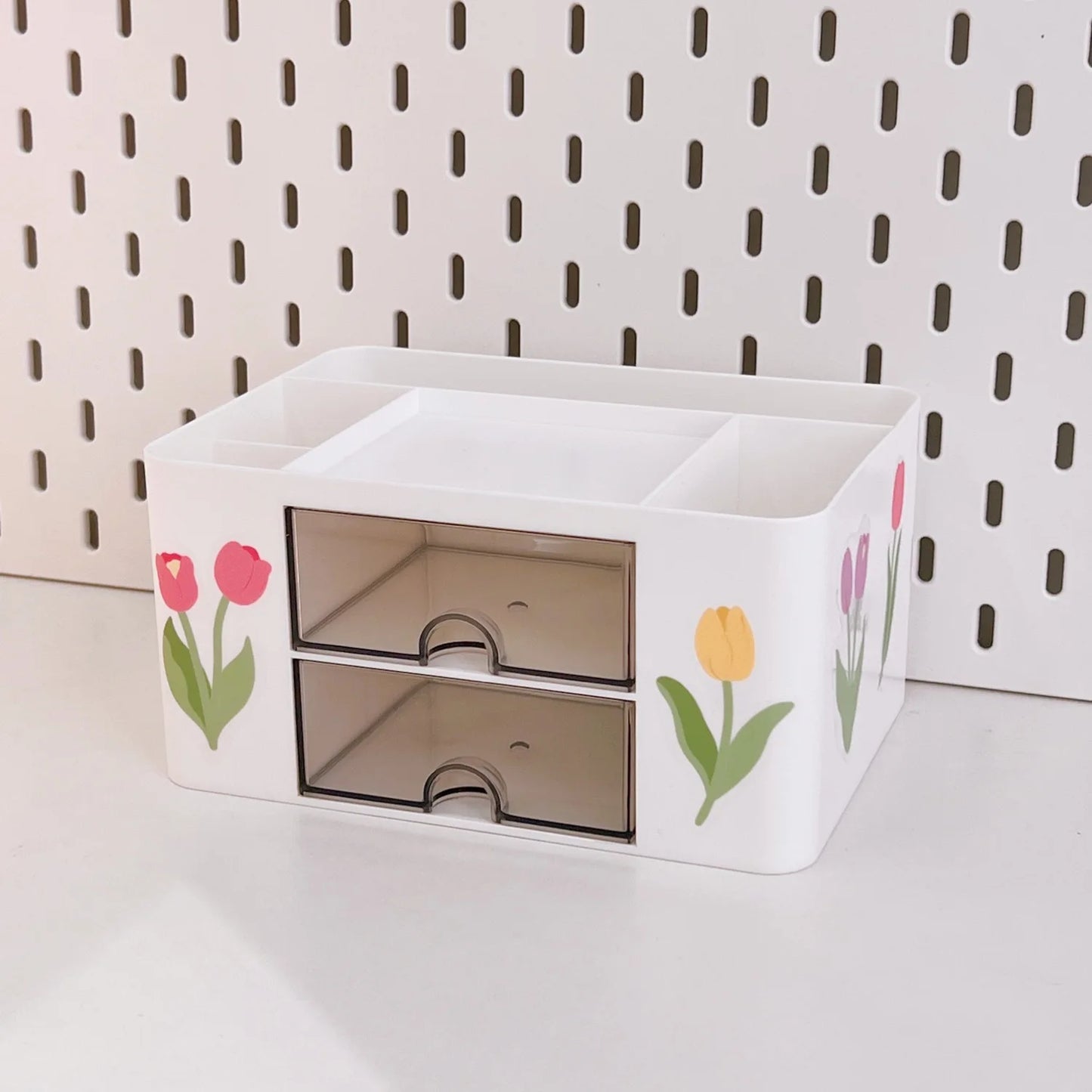Kawaii Desktop Pen Holder 🌈✨ Cute Storage Box with Drawer for Office & School Supplies 🖊️📏