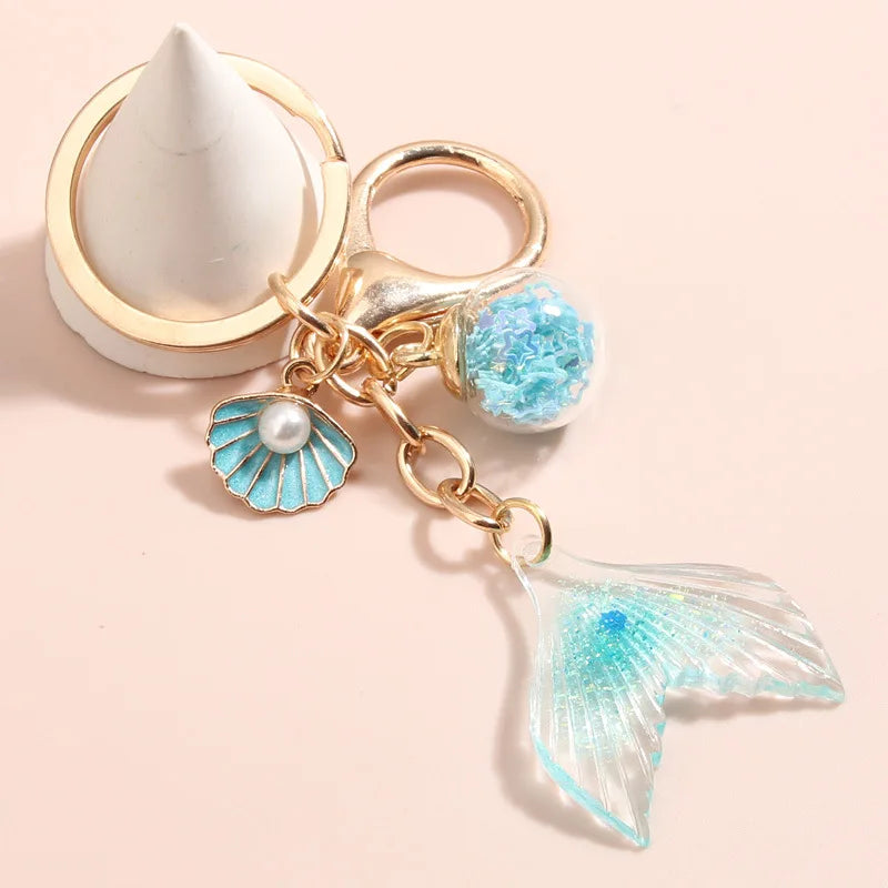 Whimsical Sea Life Keychain Gift Set Mermaid Tail Shell Starfish Charms 🐚💖