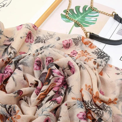 Floral Tassel Shawl For Women Sun Shield Wrap 180x90cm Cotton Viscose Hijab 🌸🧣