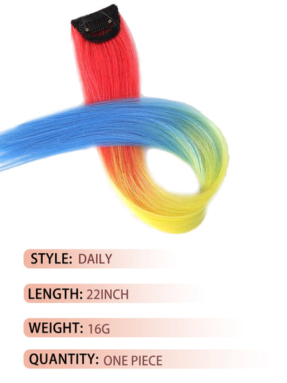 Kawaii Rainbow Hair Clips 🌈✨ - 1PCS Colorful Gradient Extensions for a Magical Look! 💖