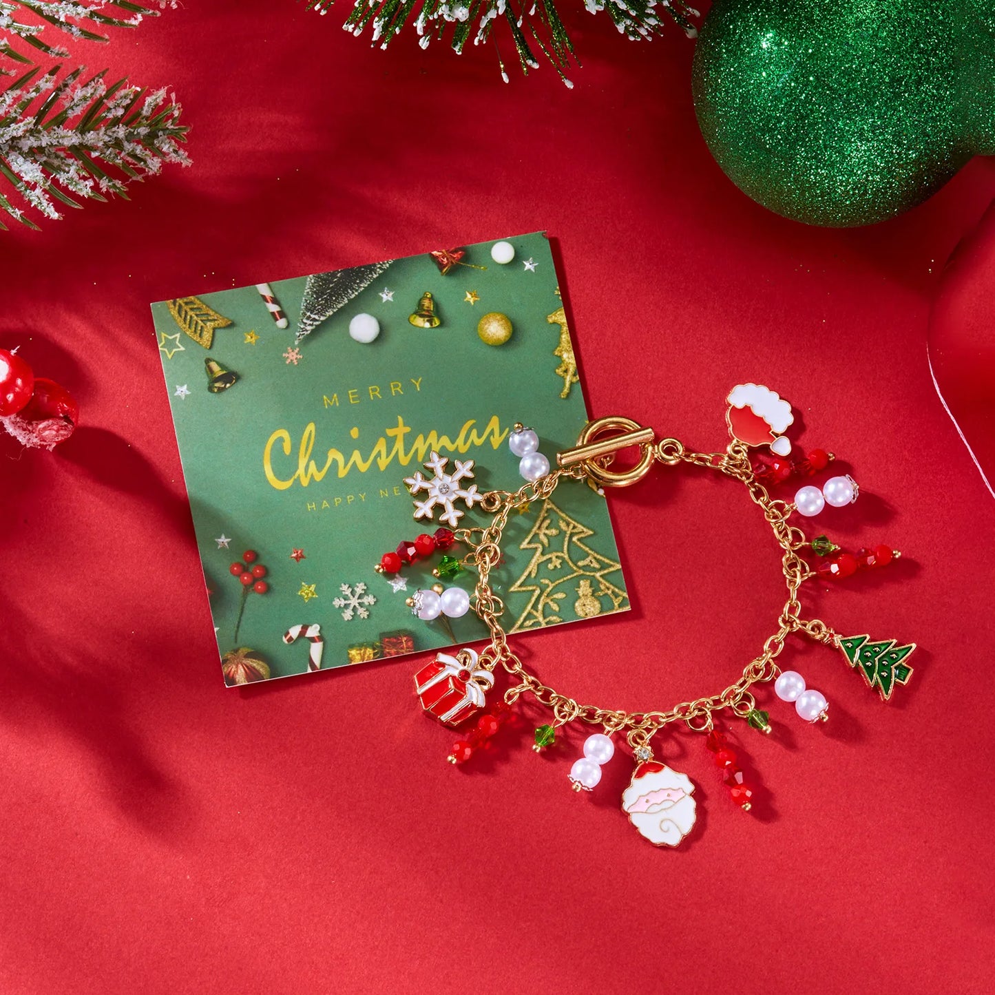 Whimsical Christmas Charm Bracelet For Women Santa Snowman Bell Chain 🎄⛄🎁