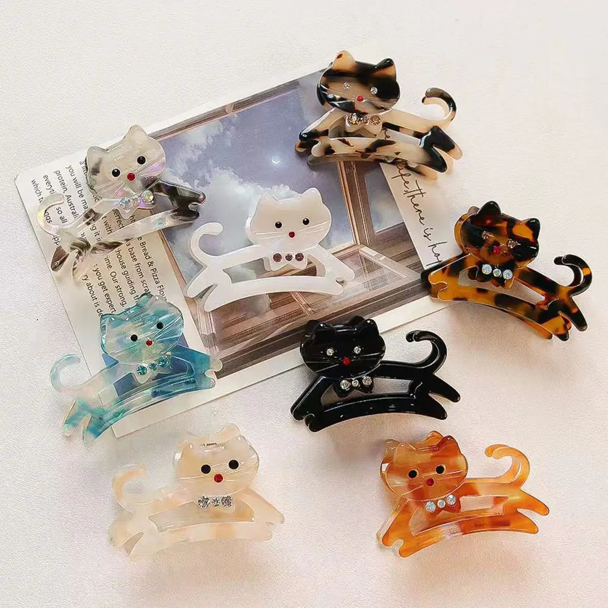 Korean Cute Cat Hair Clip for Half Ponytail Women 🐱✨ Sweet Bow Accent
