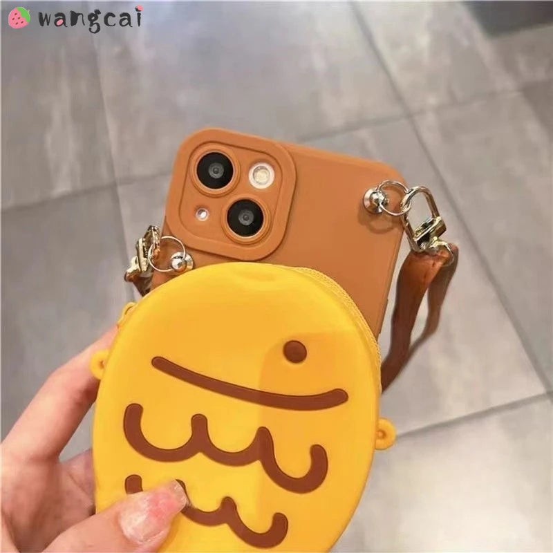 Kawaii Taiyaki Silicone Phone Case & Coin Purse for Samsung Galaxy 🍡💖 - Adorable Lanyard Wallet!