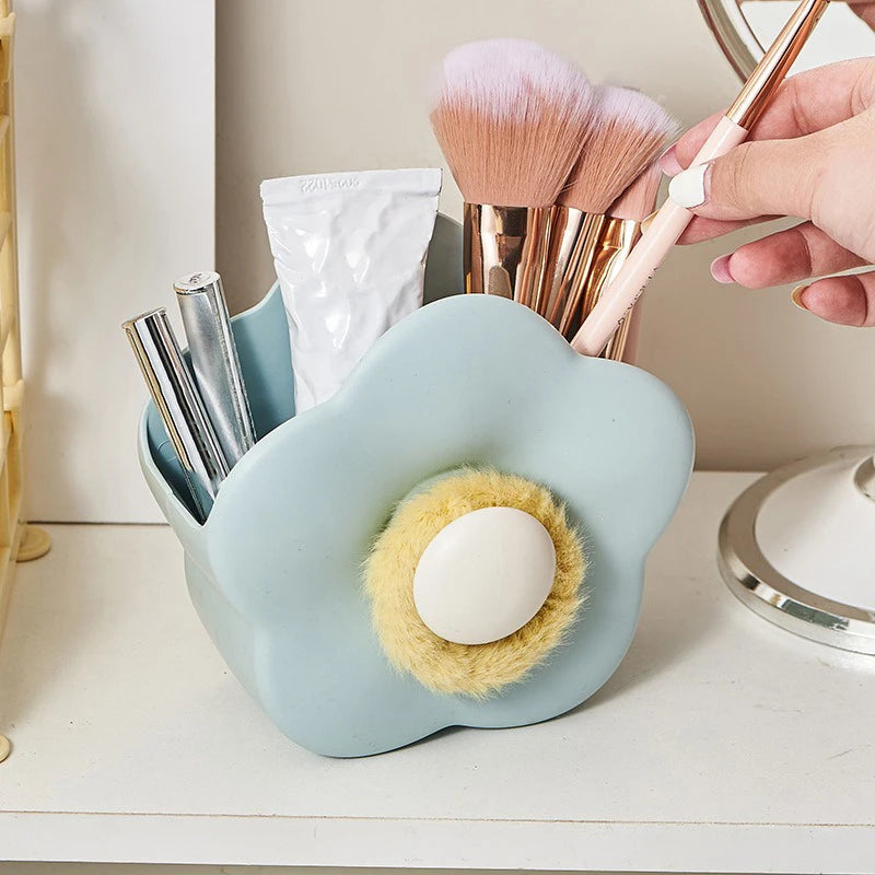 Kawaii Floral Desktop Organizer 🌸✨ - Cute Wall-Mounted Pen Holder for School & Office Supplies! 🖊️💖