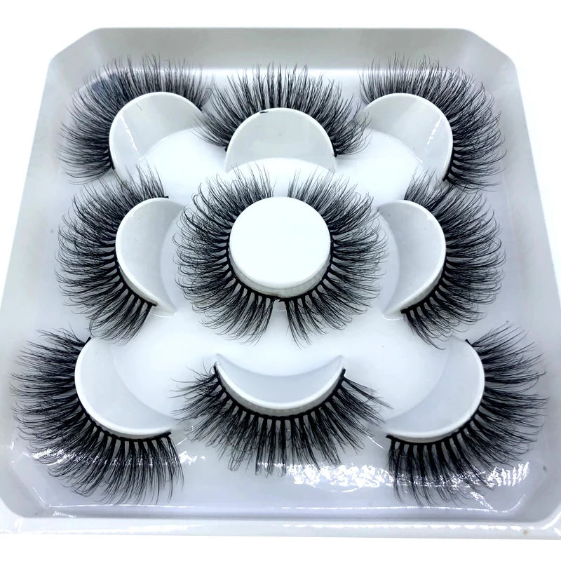 New 5 Pairs 8-25mm Natural 3D False Eyelashes Kit Mink Lashes Full Strip Look Whimsical Cute Glam 🌸✨