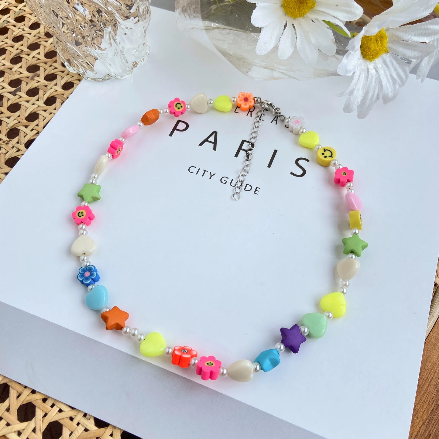 Whimsical Blossom Pearl Choker 🌸✨ Cute Colorful Beaded Necklace for Trendy Women! 🎀💖