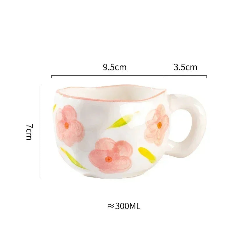 Whimsical Flower Heart Ceramic Mug 🌼💖 - Adorable Irregular Cup for Coffee, Tea & Juice! Perfect Gift for Kids & Girls!