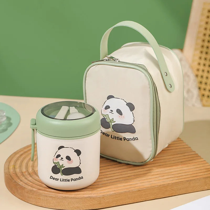 Kawaii 530ml Stainless Steel Lunch Box 🐰🐻 Insulated Bento Box for Kids | Cute Rabbit & Bear Thermal Soup Cup 🌟✨