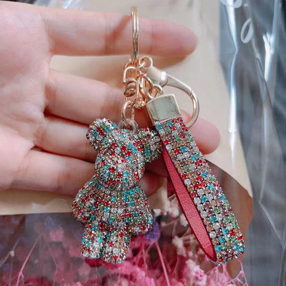 Diamond Bear Car Keychain Cute Handmade Luxury Rhinestone Bag Pendant 🧸💎✨