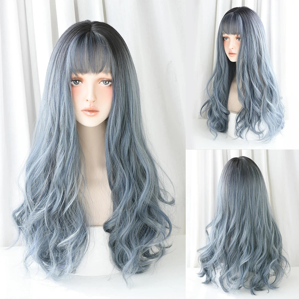 Kawaii Blonde Cosplay Wig 🎀✨ | Wavy Synthetic Hair with Bangs for Daily & Party Looks 💖