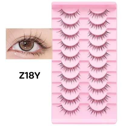 Adorable Manga Style False Eyelashes 10 Pairs Natural Full Strip Lashes For Anime Look Makeup ✨🐰🎀🌸