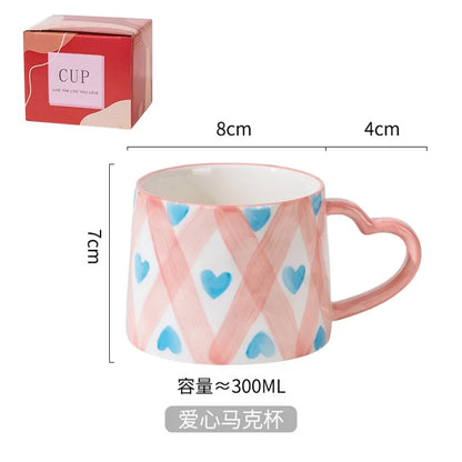 Kawaii 300ml Handmade Ceramic Mug ☕💖 Cute Couples Cup for Coffee & Tea 🎉 Perfect Gift for Mother's Day & Weddings! 🌸