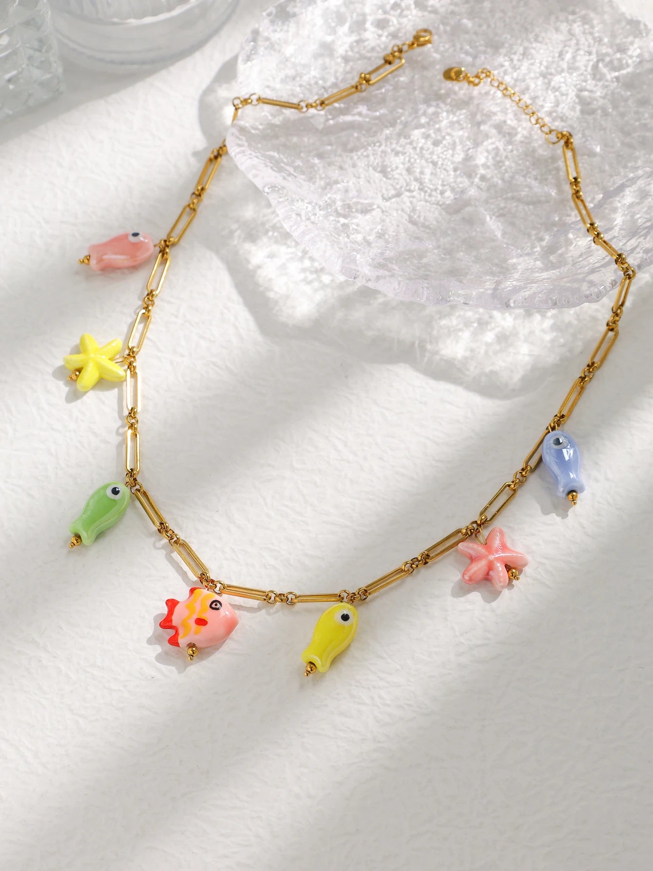 Ceramic Starfish Pendant Necklace 🌊🐚🐟