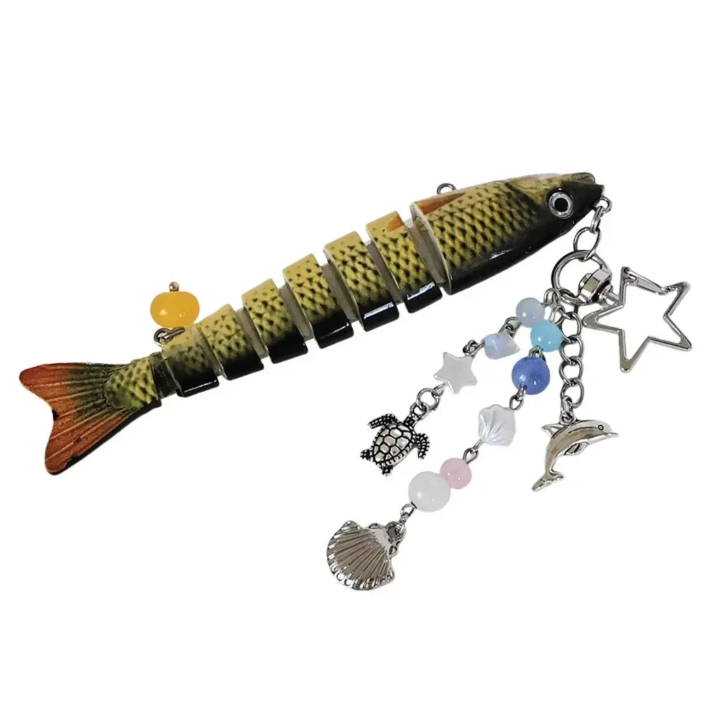 Playful Plastic Fish Keychain 🐟 Multi Jointed Backpack Charm Gift
