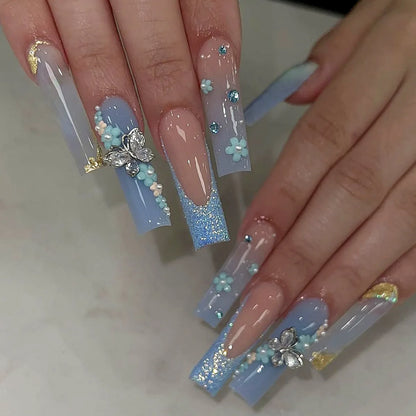 Kawaii Pink Bow Ballet Coffin Press-On Nails 🎀✨ - 24 Pcs Full Cover Magic!