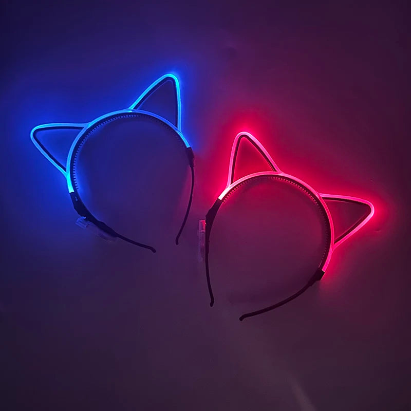 Kawaii LED Cat Ears Headband 🎀✨ | Colorful Glowing Hair Accessory for Cosplay & Parties 🎉💖