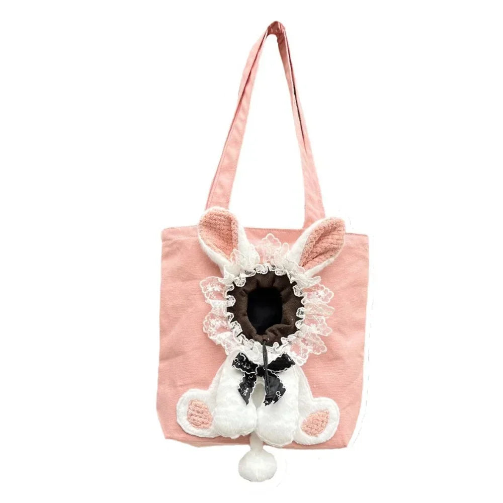 Kawaii Pet Carrier Bag 🐾✨ - Adorable Canvas Travel Sling for Cats & Dogs with Cozy Cushion 🐶💖