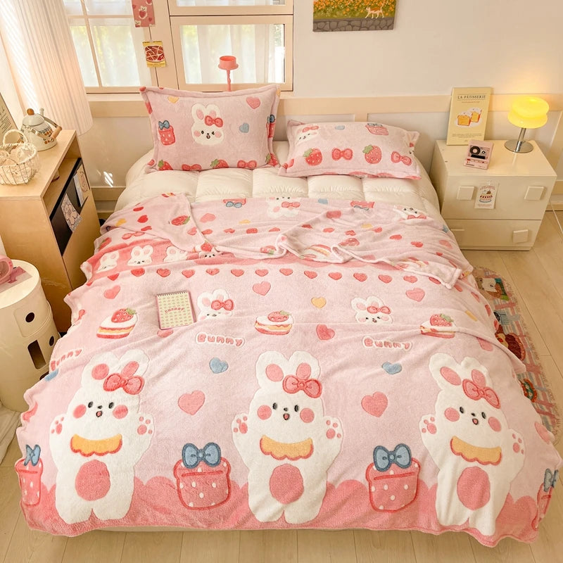 Cute Strawberry Dreams 🍓✨ Cozy Flannel Blanket for Kids - Perfect for Cuddles & Adventures! 🌟🛋️ - Pixie Quill