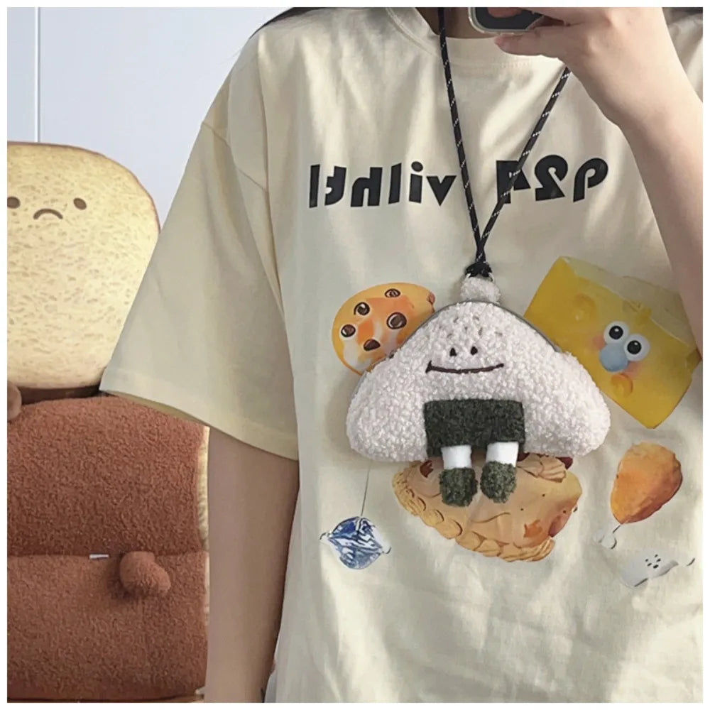 Kawaii Plush Rice Ball Crossbody Bag 🍙✨ - Adorable Women's Cartoon Shoulder Satchel for Fun Outings!