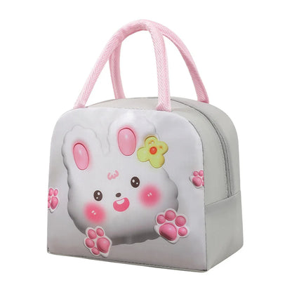Kawaii 3D Animal Pattern Bento Bag 🐻🍱 | Large Capacity Insulated Lunch Tote for Kids & Adults 🌈✨