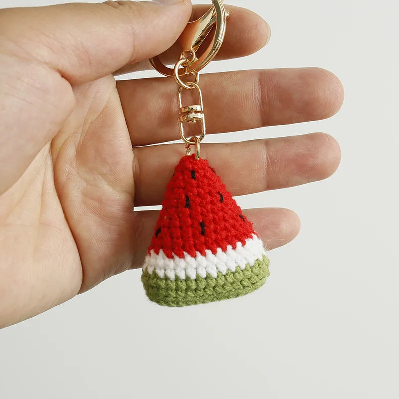 Watermelon Weaving Crochet Keychain Wool Pendant Gifts For Keys 🍉🧶