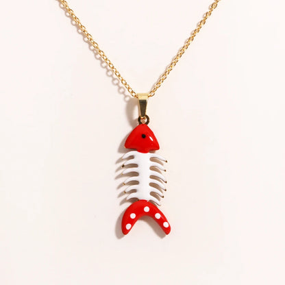 Cute Colorful Enamel Fish Pendant Necklace For Women Waterproof Gold Tone 🐟💖🌊