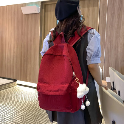 🎒 Cozy Corduroy Cutie: Japanese-Inspired Backpack for School Adventures! 🌟 - Pixie Quill