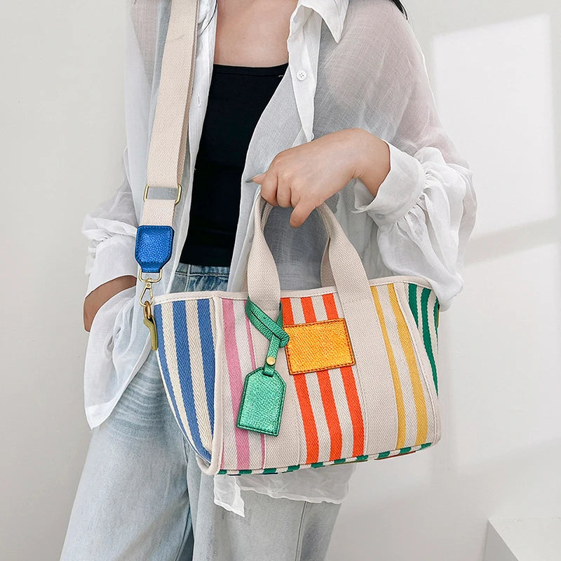 Kawaii Canvas Tote Bag 🎀✨ | Cute & Spacious Luxury Shoulder Handbag for Trendy Women 👜🌈