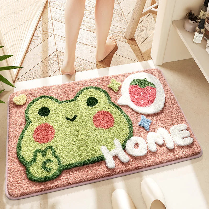 Kawaii Pink Frog Bath Mat 🐸✨ | Waterproof & Non-Slip Cartoon Carpet for Your Bathroom 🚿💕