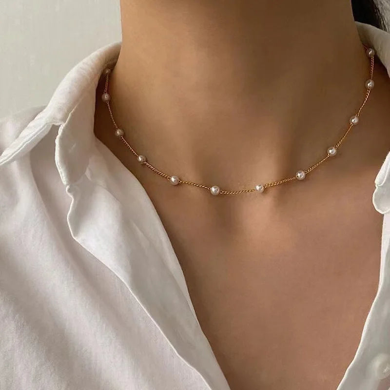 Kawaii Gold Pearl Choker Necklace 🌟✨ | Trendy Beads Chain for Girls 🌸💕 | Gothic Style Jewelry for Parties!