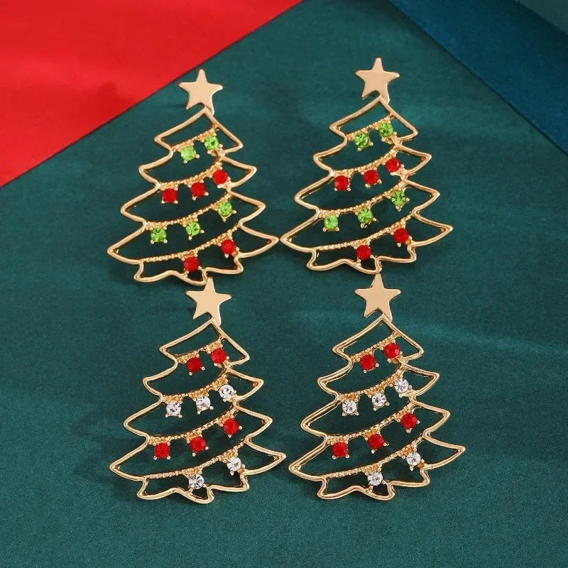 Cute Christmas Tree Zirconia Stud Earrings For Women Holiday Gift 🎄✨