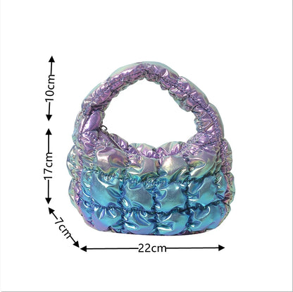 Kawaii Pleated Cloud Mini Handbag 🌈✨ | Adorable Soft Nylon Tote Bag for Trendy Women 💖🌟