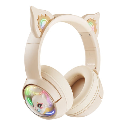 Kawaii ONIKUMA B5 Tri-Mode Gaming Headset 🎮✨ Cute 3D Cartoon Design with RGB Lighting & Microphone for iPad, Tablet & PS4 🐾🎧
