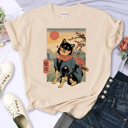 Kawaii Shiba Inu Women's Anime Tee 🐶💖 | Cute Casual Designer Top for All Seasons
