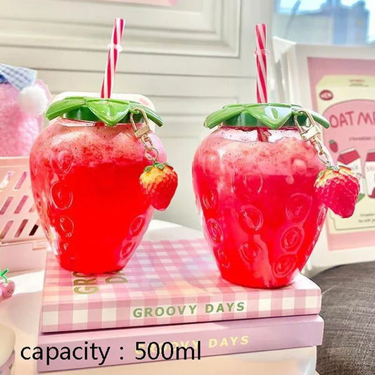 🍓 Berry Bliss Bottle! 🌈 500ml Fun Straw Drinkware for Sipping Delight 🍹 - Pixie Quill