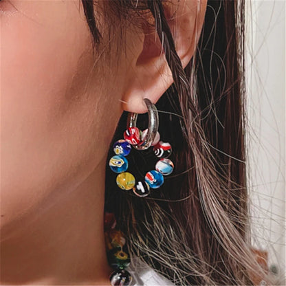 Kawaii Sweetheart Red Glass Heart Drop Earrings 💖✨ - Adorable Asymmetrical Jewelry for Party Girls!