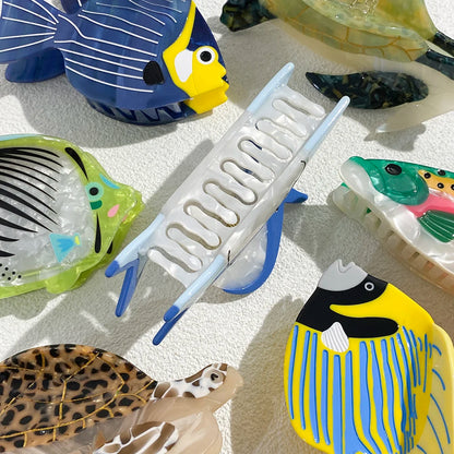 Oversize Acetate Marine Animal Hairpin Set Tortoise Turtle Fish Shark Clips 🐢🐟🦈