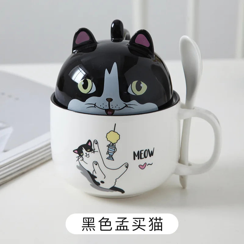 Kawaii Shiba Inu & Cat Ceramic Mug 🐕🐈 - Adorable Cartoon Cup for Cozy Tea & Coffee ☕️💖