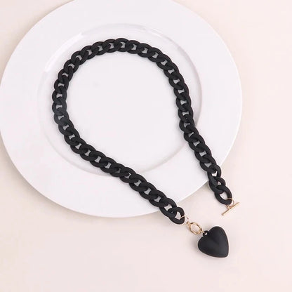 💖 Colorful Love Heart Choker Necklace 🌈 - Trendy Acrylic Pendant for Party Fun! 🎉