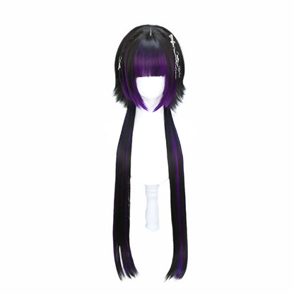 Kawaii Black & Blue Long Straight Lolita Wig 💖✨ Perfect for Cosplay & Parties! 🎉🎀